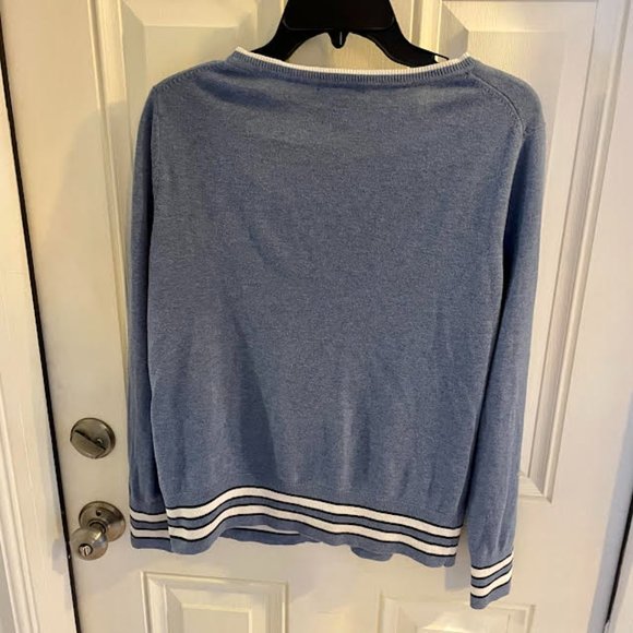 Tommy Hilfiger Light Blue Striped Edge Cardigan: Size L - Picture 7 of 10